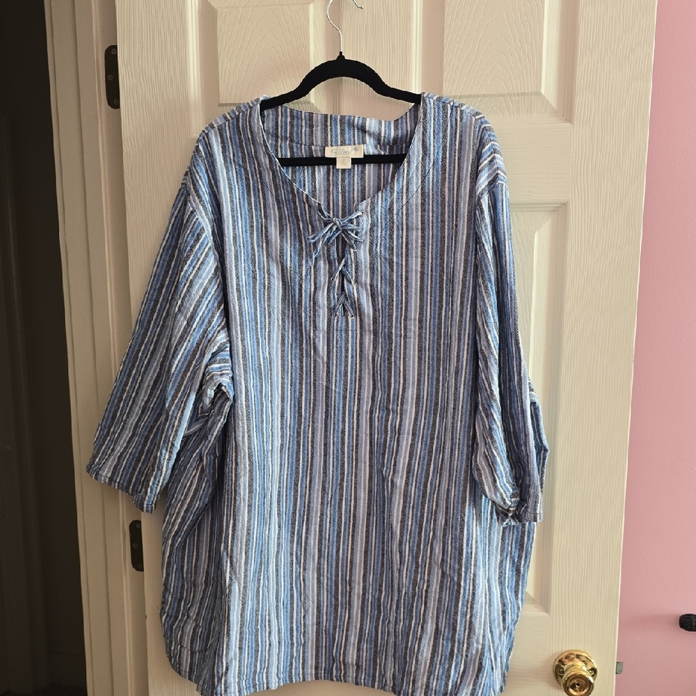 KS Island Blue and White‎ Striped Shirt